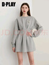 DPLAY【輕奢閃鉆系列】2025年秋季新款灰色連衣裙女圓領(lǐng)衛衣裙子 時(shí)尚灰 XL 曬單實(shí)拍圖