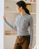 森馬（Semir）長(zhǎng)袖T恤女秋短款假兩件蕾絲花邊修身2025小性感上衣10A525101004 曬單實(shí)拍圖