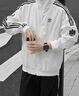 adidas情侶款復(fù)古風(fēng)梭織立領(lǐng)夾克外套男女秋季阿迪達(dá)斯官方三葉草 亮白 L 曬單實(shí)拍圖