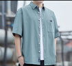 純棉寬松版夏季新款短袖襯衫男休閑工裝薄款襯衣中袖百搭外套外穿 淺藍色 GF20315/2216 L 【推薦115-130斤】 曬單實(shí)拍圖
