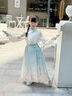 G.DUCKKIDS馬面裙女童春秋兒童漢服2025新款古風(fēng)套裝春款女孩國風(fēng)古裝中大童 綠色 【上衣+馬面裙】 140 曬單實拍圖