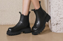 森達切爾西靴女款冬季保暖厚底煙囪靴休閑短靴ZTE16DD4 黑色絨里 37 曬單實(shí)拍圖