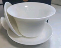 京東京造 茶杯茶具 羊脂玉陶瓷功夫茶具三才蓋碗馬蹄杯主人杯禮盒150ml 曬單實(shí)拍圖