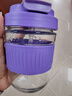 玻璃杯水杯女生咖啡杯便攜式女辦公室女士小號高顏值杯子帶吸管杯 丁香紫 曬單實(shí)拍圖