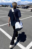 魯雅爾美式cleanfit微喇西褲男夏季高街潮流百搭褲子情侶垂感痞帥休閑褲 黑色 XL 曬單實(shí)拍圖