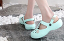漂步洞洞鞋女涼鞋厚底花園涼拖鞋平底防滑孕婦戶(hù)外涉水包頭休閑沙灘鞋 蔥綠色 36 曬單實(shí)拍圖