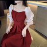 白木木敬酒服紅色連衣裙女本命年新娘感回門紅色裙子小禮服訂婚平時可穿 紅色五分袖 高品質(zhì) XL 建議120-140斤 曬單實拍圖