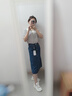 塔馳密司復(fù)古水洗后開叉牛仔裙高腰半身裙女氣質(zhì)款LSY 灰藍 L 曬單實拍圖