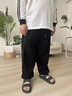 小豬同學(xué)【胖男童】衛褲中大童加絨大碼胖童褲子休閑褲長(cháng)褲加肥加大運動(dòng)褲 黑色 180 合適170-175身高，145-180斤 曬單實(shí)拍圖
