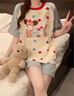 浪莎夏季睡衣女短袖短褲仿棉套裝可愛(ài)少女寬松2025年新款薄夏天家居服 曬單實(shí)拍圖