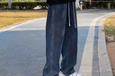 牛仔褲男春夏季直筒寬松休閑褲子男港風(fēng)潮流闊腿褲美式高街長(cháng)褲子 111淺藍 M 曬單實(shí)拍圖