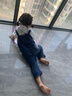 幼歌（YOUGE）寶寶愛(ài)心貼布牛仔背帶褲兒童甜美俏皮百搭娃娃領(lǐng)褲子潮 牛仔藍背帶褲(66-100襠開(kāi)扣) 110 cm 曬單實(shí)拍圖