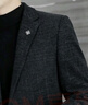 皮爾卡丹（pierre cardin）小西裝外套男商務(wù)休閑上衣高端品牌毛呢條紋西服通勤垂感單西 黑色暗紋 6001-1 2XL 185【建議150-165斤】 曬單實(shí)拍圖