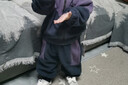 巴厘小豬兒童搖粒絨套裝秋冬男童加厚保暖兩件套洋氣寶寶分體衣服女童秋裝 夜色藍 100 曬單實(shí)拍圖