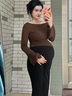 婧麒（JOYNCLEON）孕婦褲喇叭褲秋外穿2025新款高腰顯瘦微喇褲大碼不勒肚子秋裝 深灰色 L 曬單實(shí)拍圖