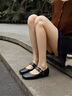 妙麗（Millies）品牌高端瑪麗珍鞋女低跟真皮復古時裝小皮鞋2025新款休閑通勤單鞋 黑色 37 (235mm)  標準碼 曬單實拍圖