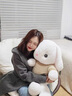 RWTW毛絨玩具大號垂耳兔玩偶公仔女孩陪睡抱枕送送女朋友生日禮物 白色(綠衣服) 105cm 曬單實(shí)拍圖