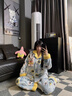 另約秋冬季海綿寶寶情侶睡衣女款珊瑚絨加絨加厚卡通可愛(ài)家居服可外穿 A59913AL 海綿 女款 2XL 曬單實(shí)拍圖
