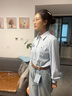 闊色藍色條紋翻領(lǐng)襯衫長(cháng)袖襯衣2025秋冬季新款女寬松黃色上衣內搭 淺藍色8016 10月1日發(fā) L 曬單實(shí)拍圖