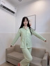 貓人純棉睡衣女士100全棉春秋季帶胸墊開(kāi)衫長(cháng)袖套裝大碼寬松家居服 清新綠 【100%純棉 免穿文胸】 L 【158-165cm/100-120斤】 曬單實(shí)拍圖