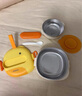 日康（rikang）保溫飯盒 外出輔食碗寶寶碗吸盤(pán)碗316不銹鋼餐具套裝 C1017 黃色  曬單實(shí)拍圖