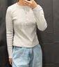 優(yōu)衣庫女裝羅紋亨利領(lǐng)T恤/長(cháng)袖修身短款內搭打底25新款479591 17 棗紅色 L /160/88A 曬單實(shí)拍圖