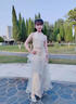 迪牧歐兒童美人魚(yú)魚(yú)尾禮服花童公主裙女童主持人模特走秀鋼琴演奏演出服 銀色亮片_01 150 曬單實(shí)拍圖