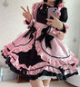 日系貓咪少女黑粉女仆裝cosplay服二次元Lolita大碼連衣裙 黑粉套裝(連衣裙+圍裙+頭飾+貓耳 S(建議70-95斤) 曬單實(shí)拍圖