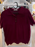 MARIUS“高爾夫”短袖小翻領(lǐng)套衫毛衣時(shí)尚休閑百搭不規則針織衫 石榴紅 L 曬單實(shí)拍圖
