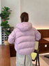 波司登（BOSIDENG）25新款羽絨服女短款90絨連帽時(shí)尚休閑氧氣系列保暖外套B250245242 星霧粉1907【溫柔粉紫色】 XS 155/80A 體重約110斤以?xún)?曬單實(shí)拍圖