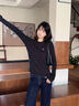 Calvin KleinJeans25秋季新款女士刺繡ck羅紋修身圓領(lǐng)內搭針織衫毛衣47D371G UB1-太空黑 XS 曬單實(shí)拍圖