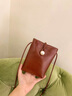 妙麗MILLIE真皮包包女包2025新款法式復古斜挎小包百搭輕便手機包 棕色 曬單實(shí)拍圖