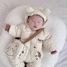 G.DUCKKIDS童裝嬰兒羽絨服連體衣冬季外出男女寶寶衣服防寒保暖白鴨絨爬爬服 米色+包包 73碼建議7-9個(gè)月13-18斤 曬單實(shí)拍圖