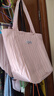 盛喜鳥(niǎo)夏季女神節單肩包包女休閑褶皺帆布手提袋百搭學(xué)生上課通勤托特包 粉色 曬單實(shí)拍圖