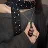 綰青絲天然和田玉吊墜碧玉翡翠水滴項鏈18k黃金玉墜女款時(shí)尚輕奢 綰青絲 碧玉吊墜贈銀鏈（含鑒定證書(shū)） 曬單實(shí)拍圖