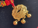 中國黃金（CHINA GOLD）黃金小金鎖福字項鏈女足金長(cháng)命鎖嬰兒寶寶平安鎖鈴鐺吊墜周歲禮物 長(cháng)命鎖項鏈 約1.7g-配紅繩 曬單實(shí)拍圖
