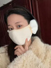 KINGXIAOJING德國口罩冬天防風(fēng)防寒保暖耳罩女冬季加絨護耳二合一面罩面紗耳套 米白色【主圖色】 曬單實(shí)拍圖
