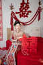 枝己（ZEIMSSMM）秀禾服新娘新中式婚禮服結婚禮服敬酒服改良漢服婚紗旗袍 HF070 M 曬單實(shí)拍圖