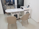 座家島臺智能巖板餐桌多功能一體帶微波爐島臺家用方圓可伸縮餐椅組合 一桌四椅 +功能島臺+微波爐 1.35m 曬單實(shí)拍圖