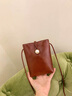 妙麗MILLIE真皮包包女包2025新款法式復古斜挎小包百搭輕便手機包 棕色 曬單實(shí)拍圖