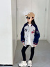 G.DUCKKIDS童裝女童外套春秋季2025新款兒童棒球服春裝時尚印花夾克上衣女孩 2506白花灰色 160 尺碼13~14歲【150-160cm】 曬單實(shí)拍圖