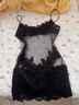 9I9睡裙蠱惑天使性感黑吊帶睡衣鏤空蕾絲誘惑顯瘦透膚神秘黑L碼S6 曬單實(shí)拍圖