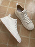 LRTH品牌男鞋隱形內增高鞋男士百搭中幫板鞋男春夏季透氣休閑皮鞋子男 米白增高8cm 41 曬單實(shí)拍圖