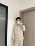 貓人純棉睡衣男士秋冬100全棉長(cháng)袖長(cháng)褲開(kāi)衫簡(jiǎn)約高級輕奢家居服套裝 淺灰色 【100%新疆棉，親膚柔軟】 XL 【推薦體重135-155斤】 曬單實(shí)拍圖