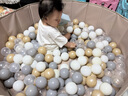 貝易（BeiE）寶寶海洋球池加厚彩色無(wú)毒無(wú)味嬰兒波波球池室內兒童玩具 200個(gè)裝海洋球+折疊球池 曬單實(shí)拍圖
