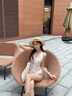 HEYABC 美式復古粉色條紋掛脖吊帶背心純欲辣妹抽繩百搭顯瘦上衣 淺粉色 S 曬單實(shí)拍圖