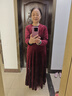 皮爾卡丹高檔氣質(zhì)春秋長(cháng)袖金絲絨演出走秀旗袍禮服長(cháng)裙寬松顯瘦時(shí)尚大擺裙 酒紅色  XL 建議108-118斤 曬單實(shí)拍圖