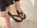 樸西厚底人字拖女外穿夏季2025新款防滑海邊沙灘鞋增高夾腳涼拖鞋女款 珍珠黑 【百搭之王】 35-36 曬單實(shí)拍圖