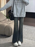 森馬（Semir）復(fù)古藍(lán)毛邊微喇牛仔褲女秋季新款大碼胖mm高腰顯瘦遮胯彈力喇叭褲 復(fù)古藍(lán) 常規(guī) XL 曬單實(shí)拍圖