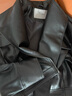 馬登女裝 美式荔枝紋機車(chē)服短款斜拉鏈立翻領(lǐng)PU皮衣夾克外套女士秋季 黑色 S 曬單實(shí)拍圖